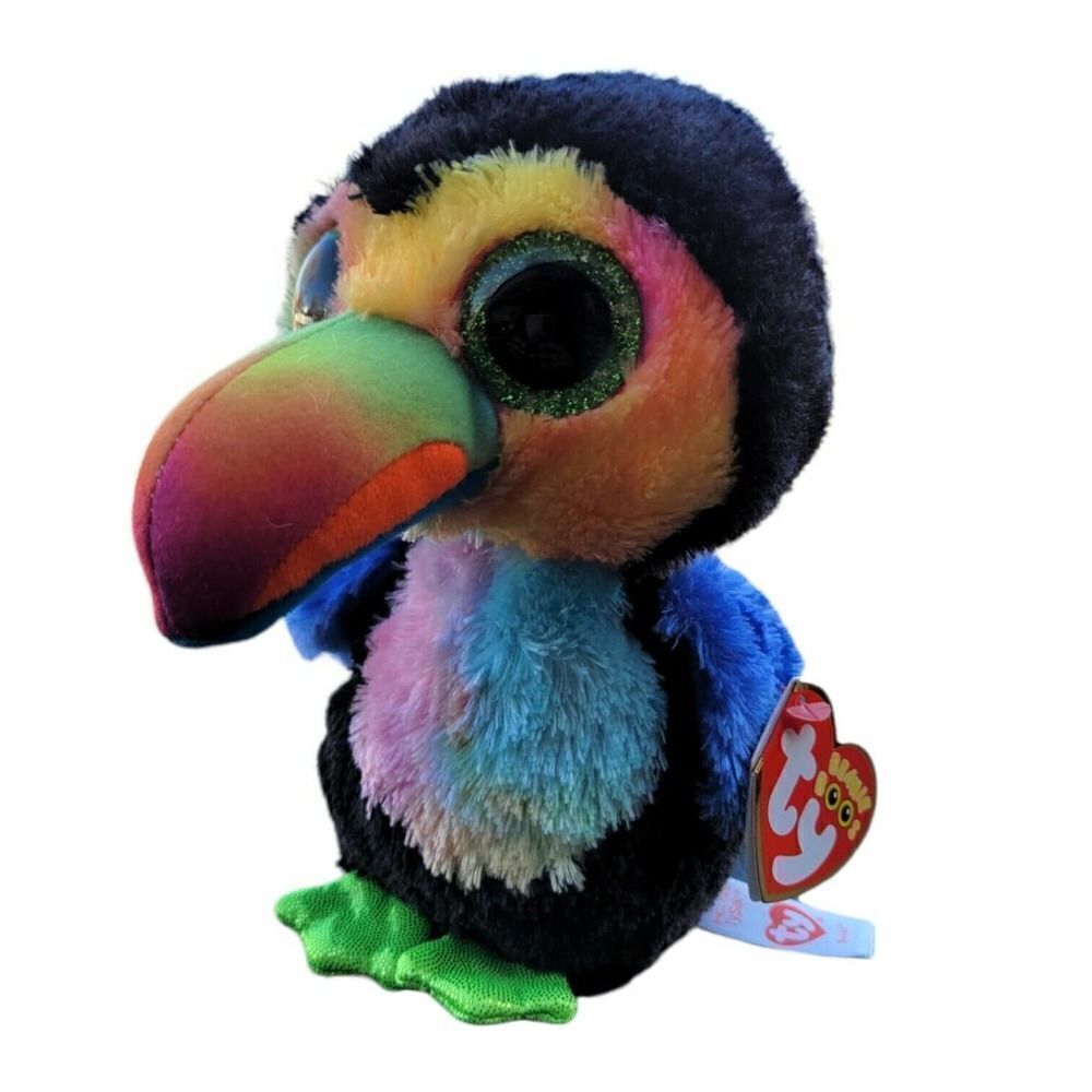 Ty Beanie Boo Beaks The Toucan Rainbow Beak Bird TySilk Nov. 16